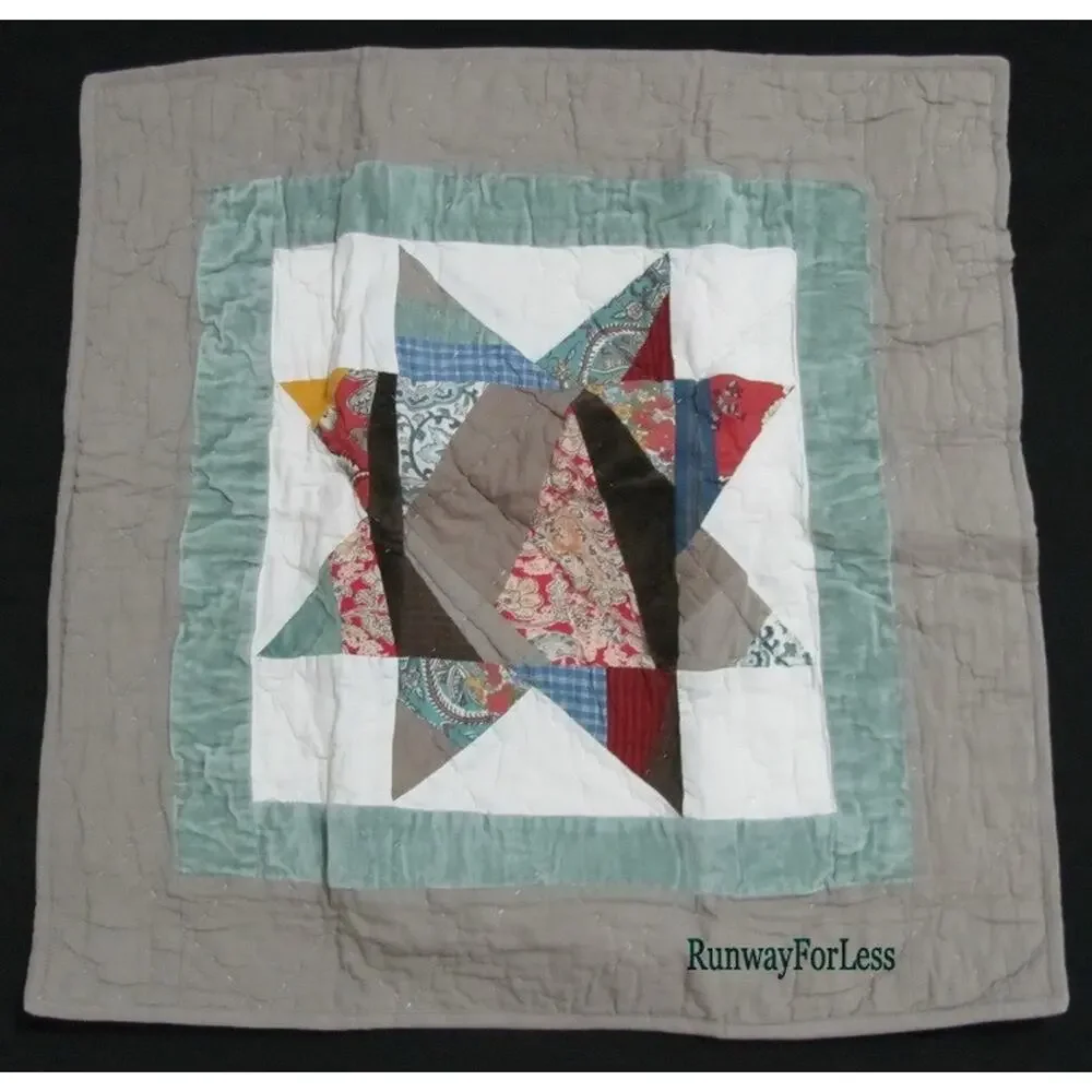 New POTTERY BARN Multi Star Patchwork Quilted Euro European Sham Cover Case